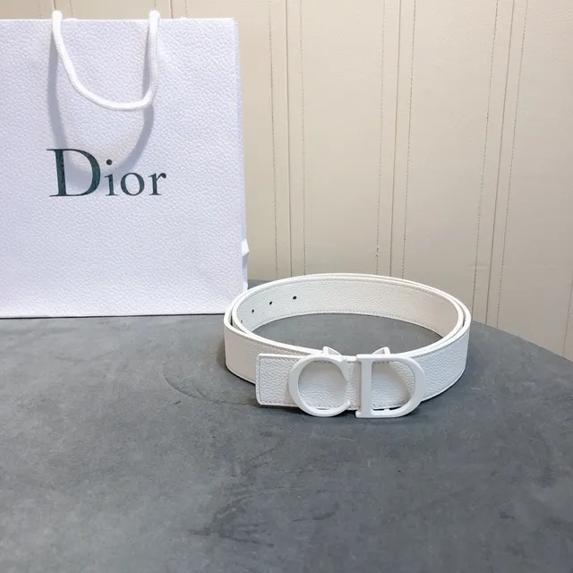Dior CD Belt Ceinture en cuir texturisé blanc 2