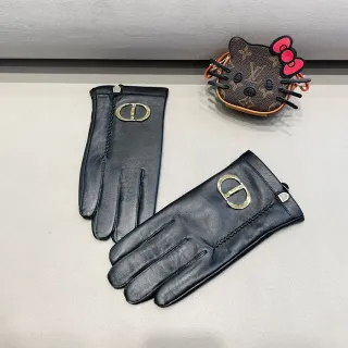 Dior CD-Buckle Black Leather Gloves