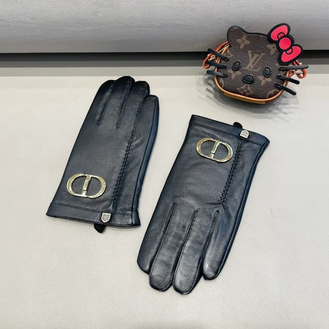 Dior CD-Buckle Black Leather Gloves 5