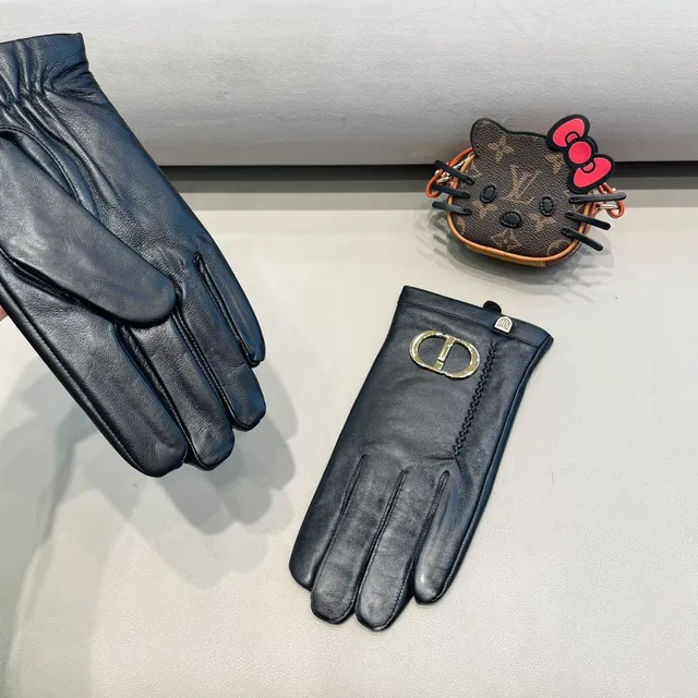 Dior CD-Buckle Black Leather Gloves 6