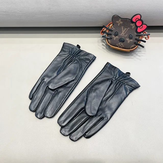 Dior CD-Buckle Black Leather Gloves 8