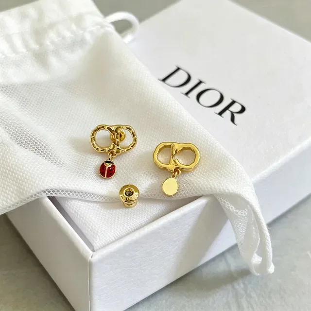Dior CD Hoop Ladybug Charm Earrings 2