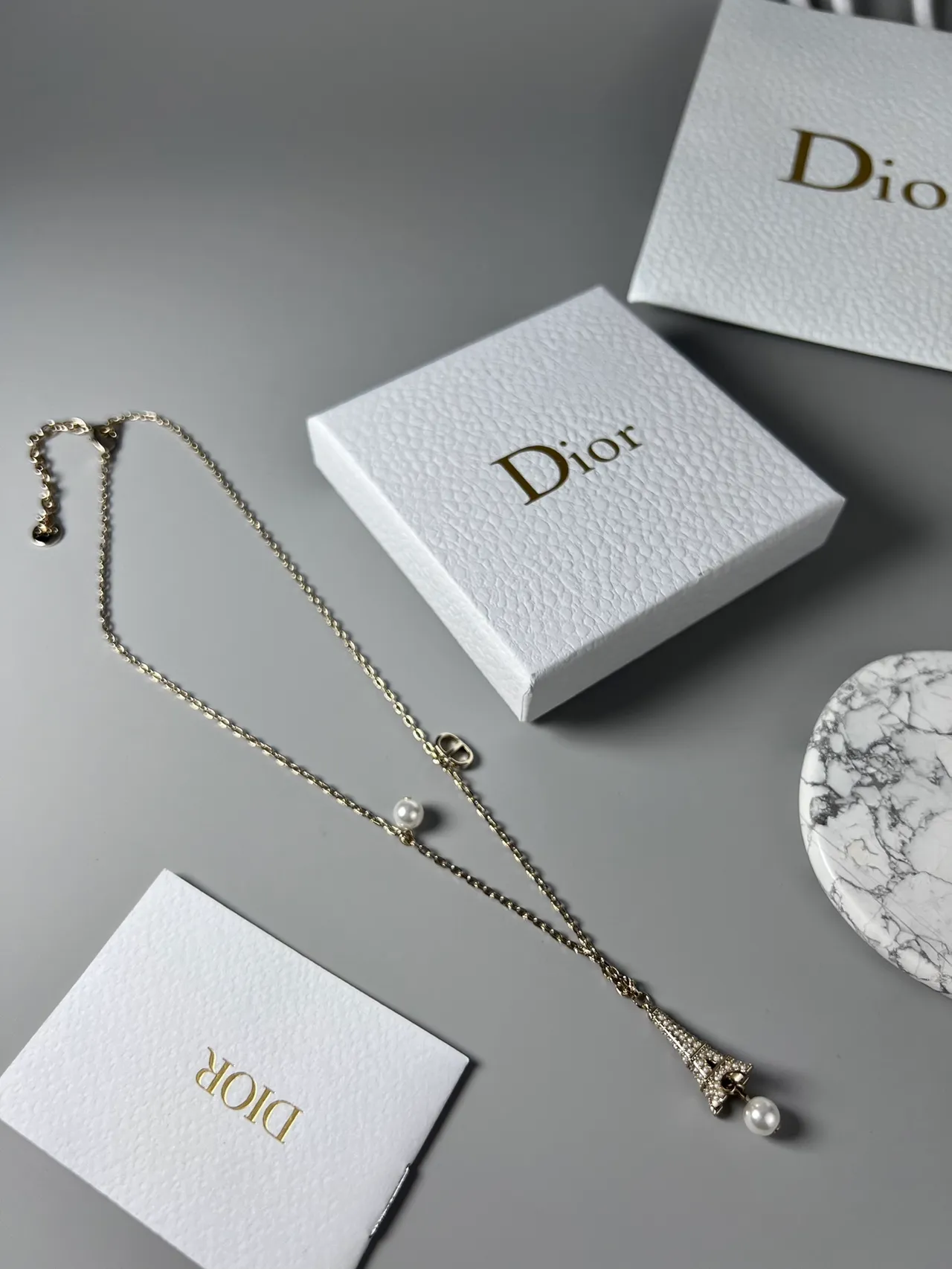 Dior Eiffel Tower Pearl Pendant Necklace 6