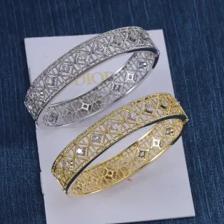 Dior 几何晶格水晶铰链手镯