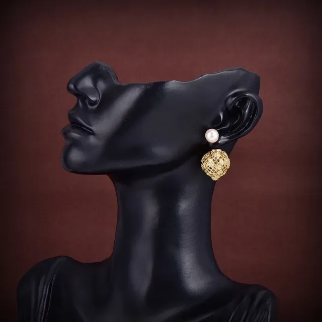 Dior Pendientes de Perla Filigrana Jaula Dorado 2