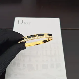 Dior La D de Dior Black Enamel and Gold-Tone Bow Motif Bracelet