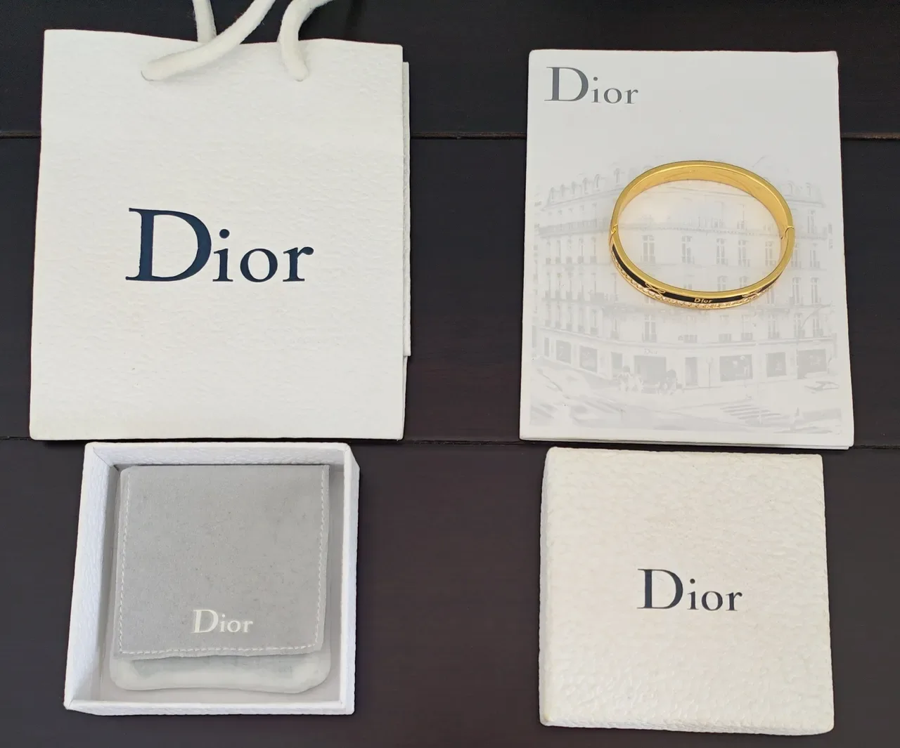 Dior La D de Dior Pulsera de Esmalte Negro y Motivo de Lazo en Oro 4