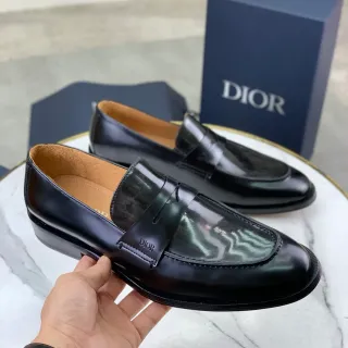 Dior Mocassin Noir Bege Cuir Patent Brillant Transparente Impression Oblique Superposition Mocassin