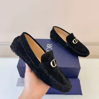 Dior لوبفير أسود سويدي ببكل D معدني slip-on