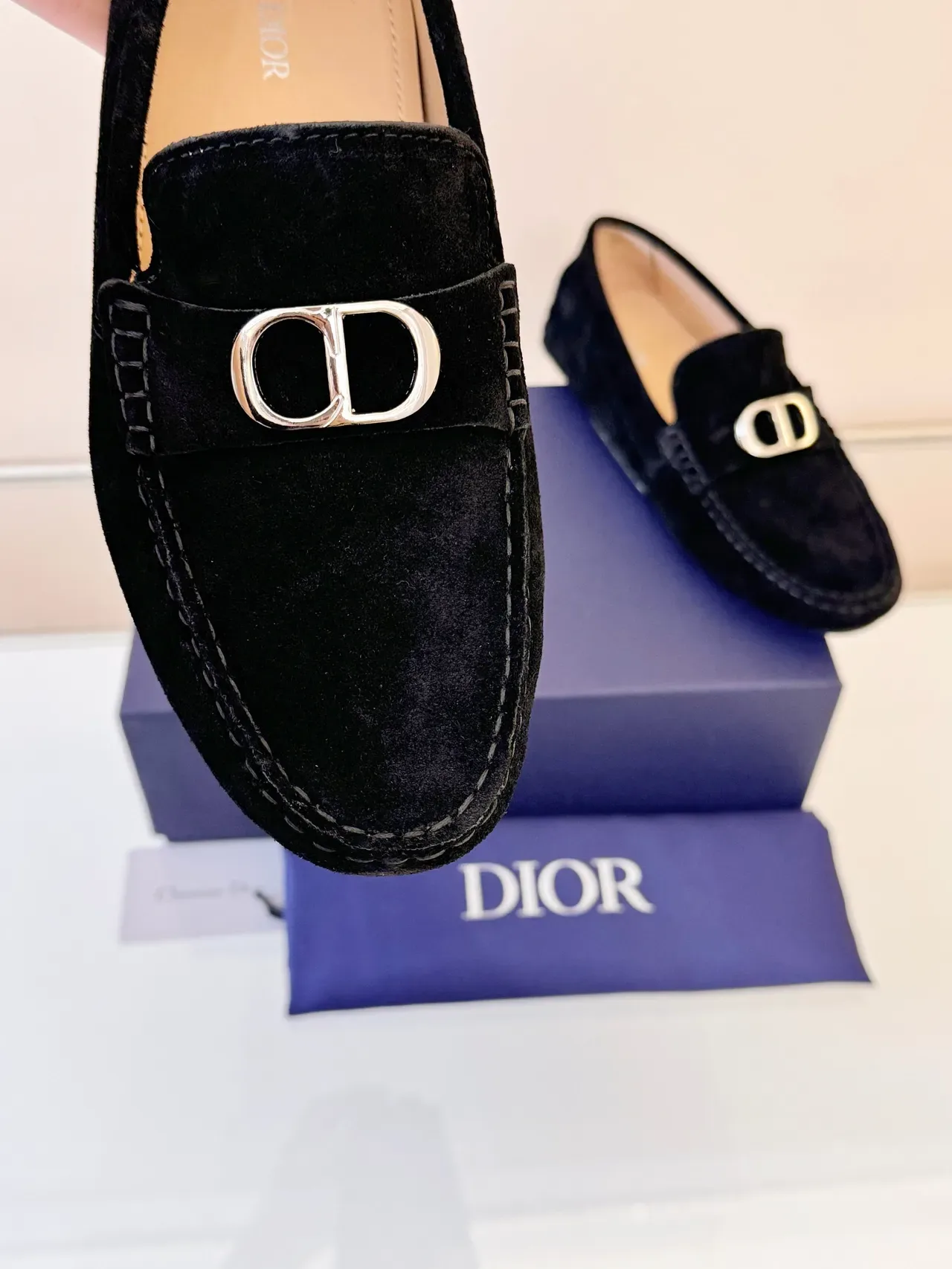 Dior Loafer Black Suede Metal D-Buckle Slip-On Loafers 3