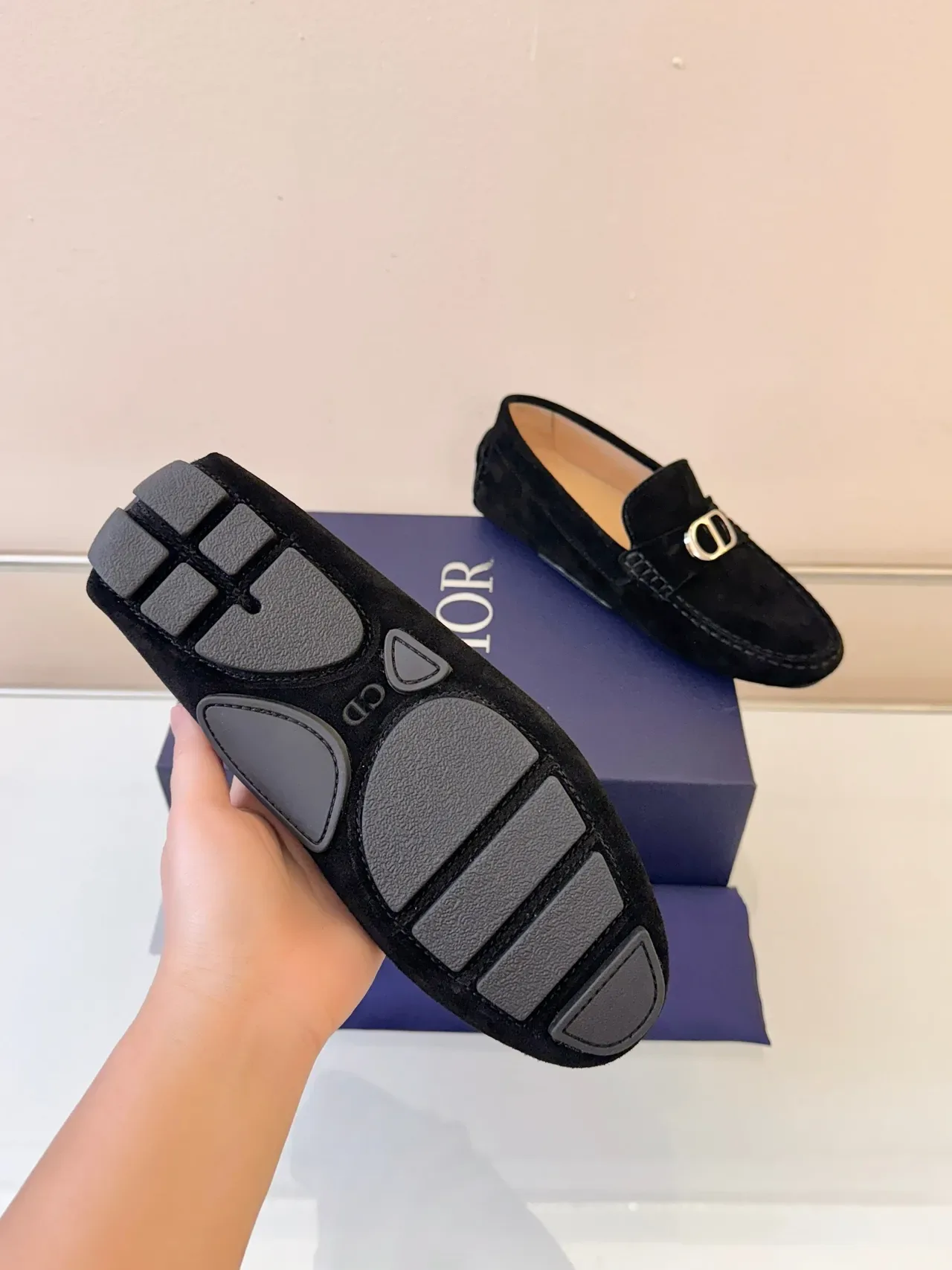 Dior Loafer Black Suede Metal D-Buckle Slip-On Loafers 5