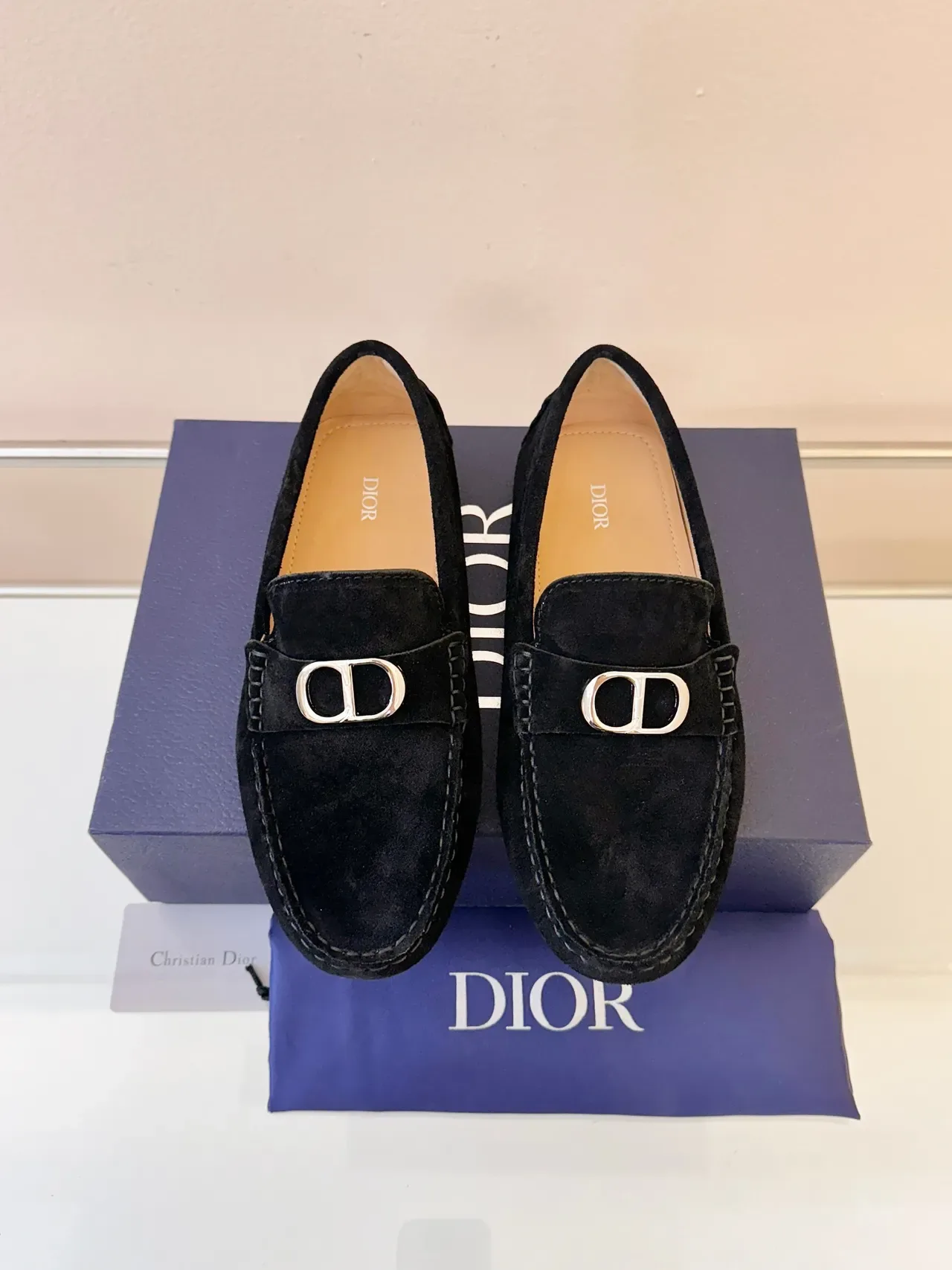 Dior Loafer Black Suede Metal D-Buckle Slip-On Loafers 6