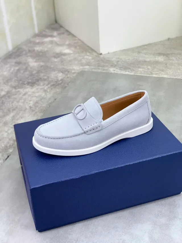 Dior Loafer Light Gray Suede CD-Logo Buckle Loafers 4