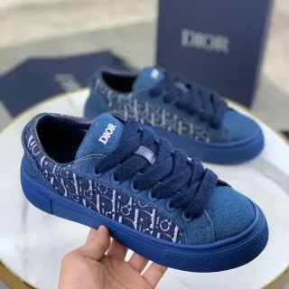 Dior نافي أبيض دنيم أوبر مونوغرام طباعة لايف ستايل سنيكرز