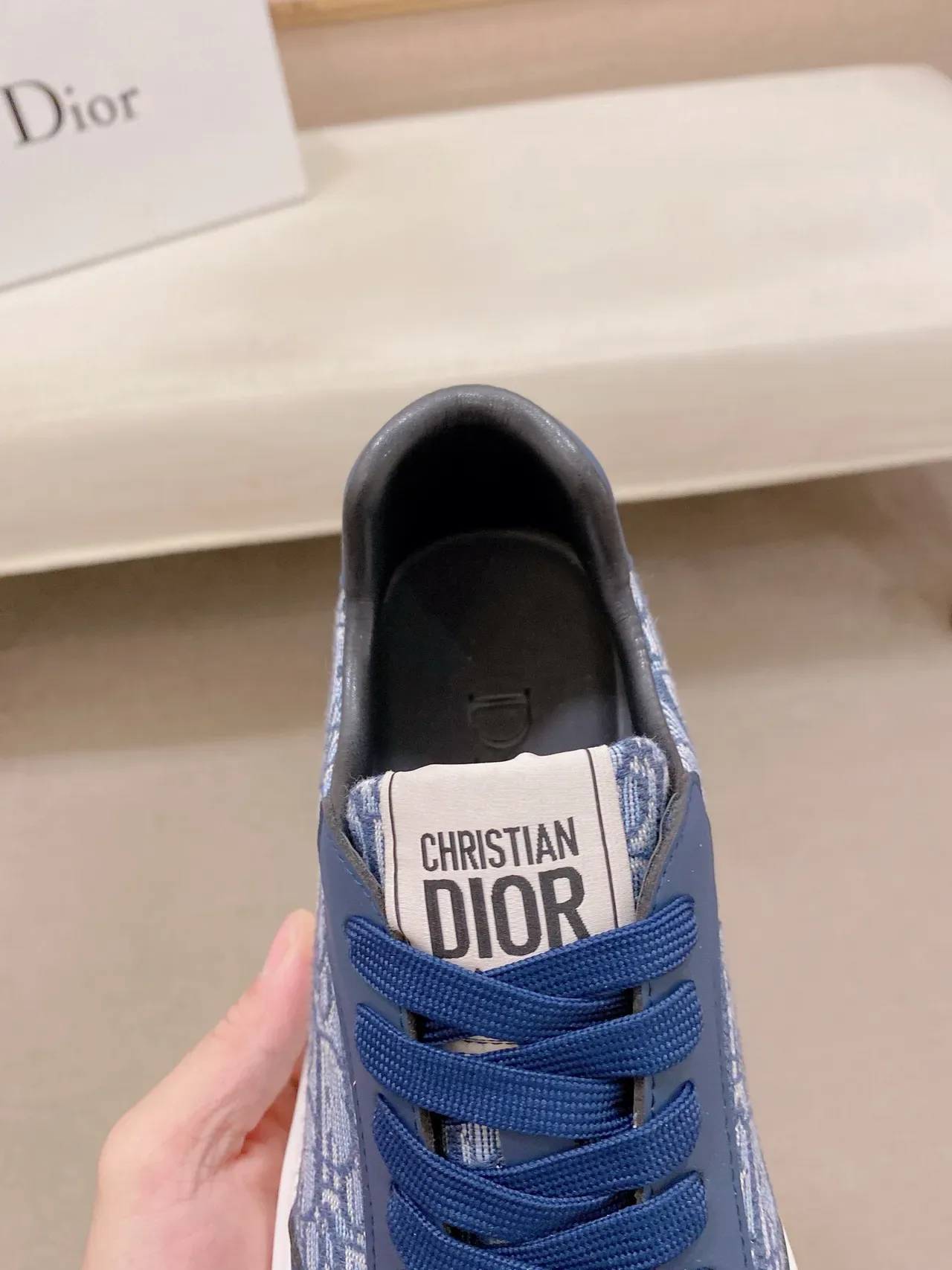 Dior Navy White Jacquard Oblique Pattern Sculpted Midsole Chunky Sneakers 4