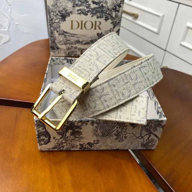 Dior Oblique Bege Preto Monogramado Hardware Canvas Cinto 6