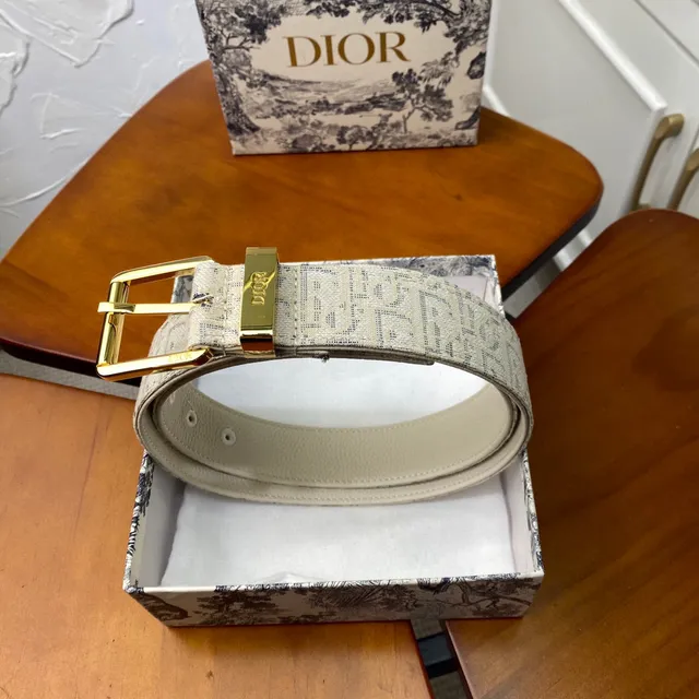Dior Oblique Bege Preto Monogramado Hardware Canvas Cinto 7