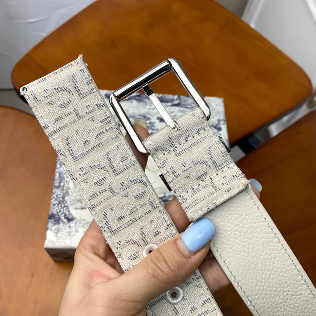 Dior Oblique Bege Preto Monogramado Hardware Canvas Cinto 9
