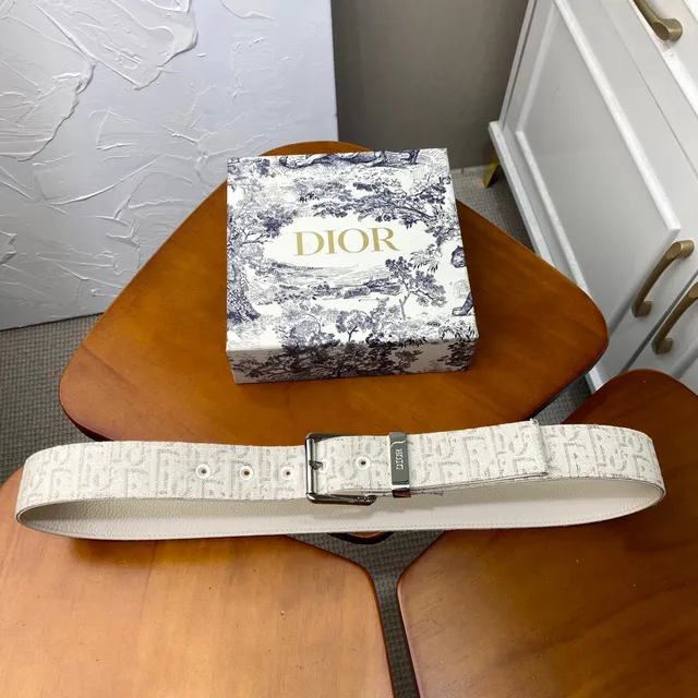 Dior Oblique Bege Preto Monogramado Hardware Canvas Cinto 10