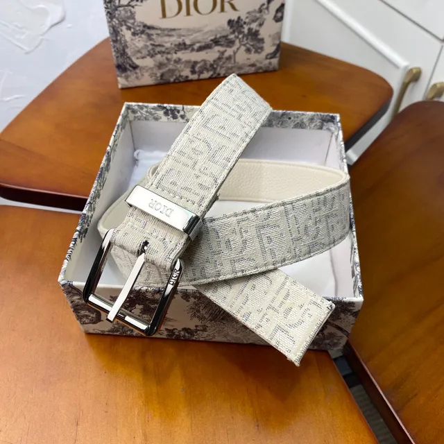 Dior Oblique Bege Preto Monogramado Hardware Canvas Cinto 12
