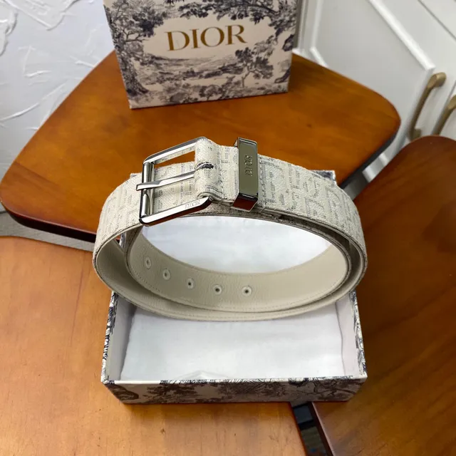 Dior Oblique Bege Preto Monogramado Hardware Canvas Cinto 13