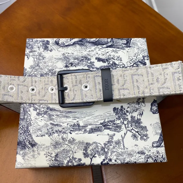 Dior Oblique Bege Preto Monogramado Hardware Canvas Cinto 16