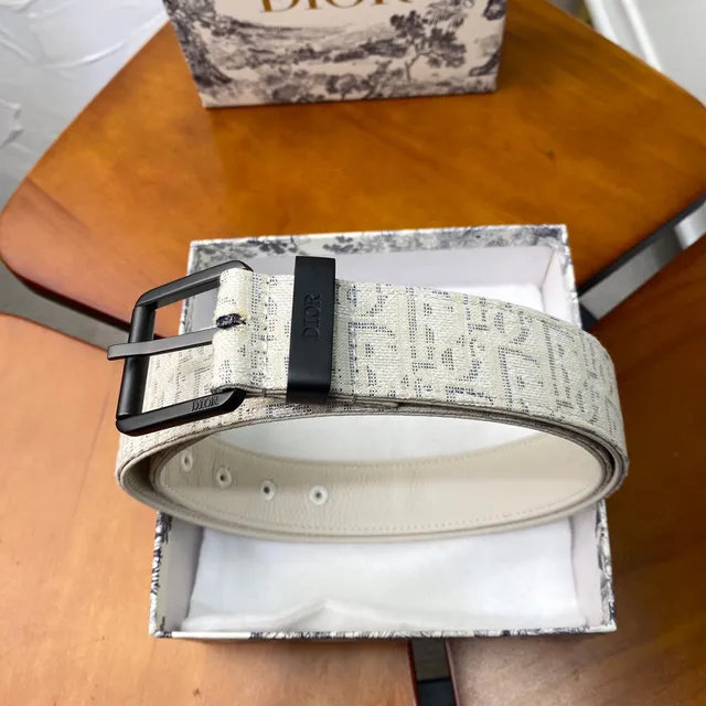 Dior Oblique Bege Preto Monogramado Hardware Canvas Cinto 18