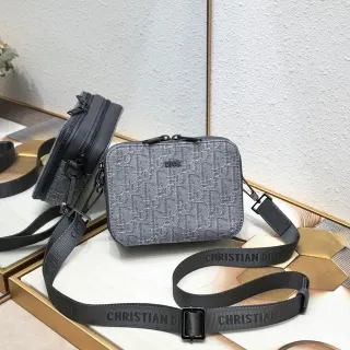 Dior Oblique Jacquard ग्रे क्रॉसबॉडी मेसेंजर बैग