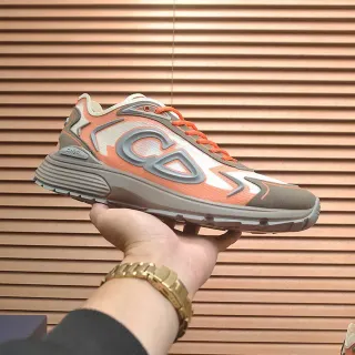 Dior नारंगी ग्रे Monogram-Overlay Sculpted-Midsole लाइफस्टाइल स्नीकर्स