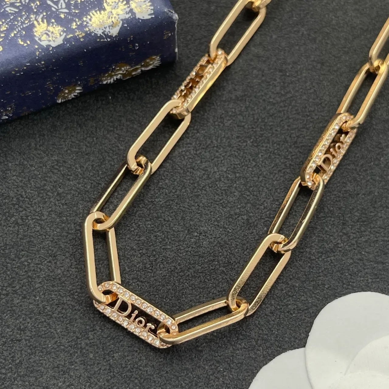 Dior Paperclip-Link Logo Chain Necklace 6