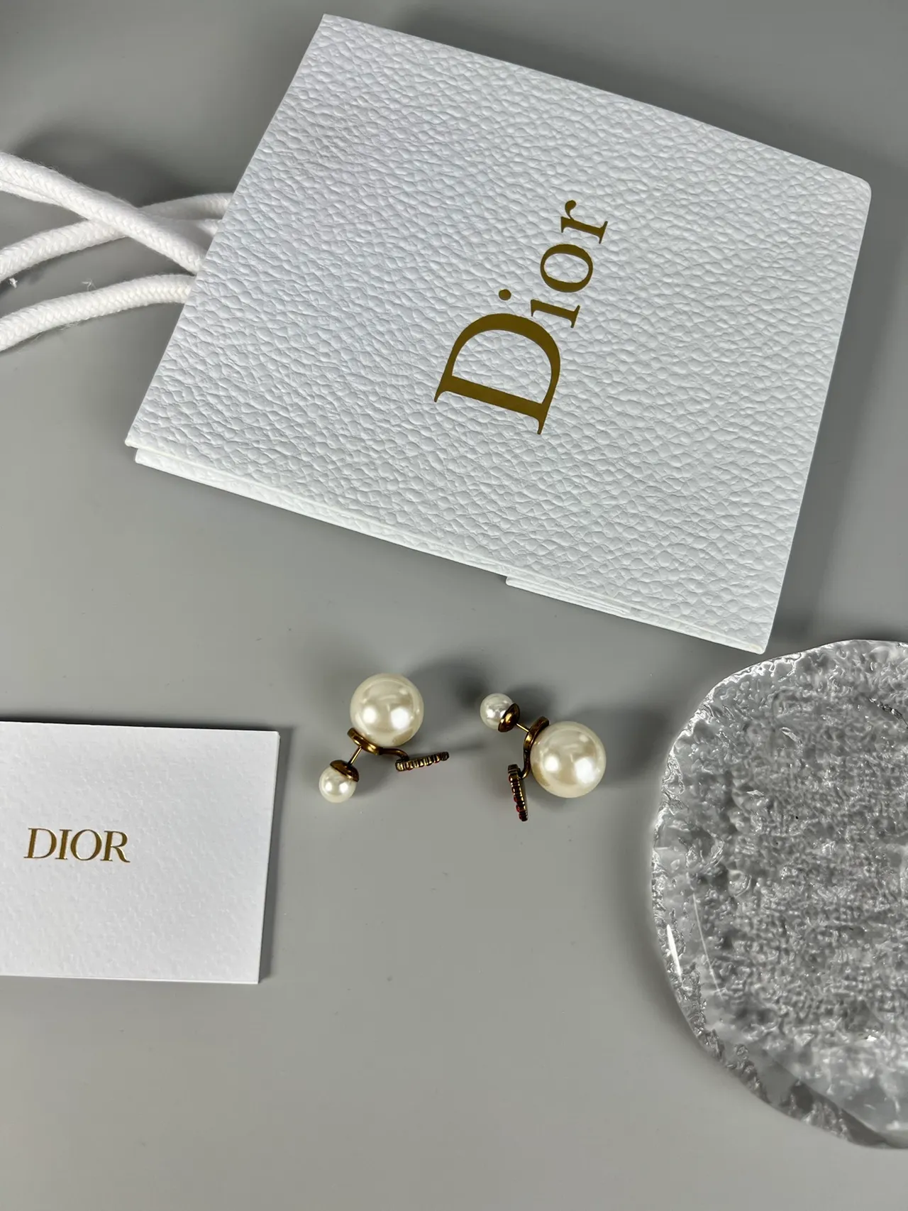 Dior Pearl and Red Crystal Heart Earrings 5