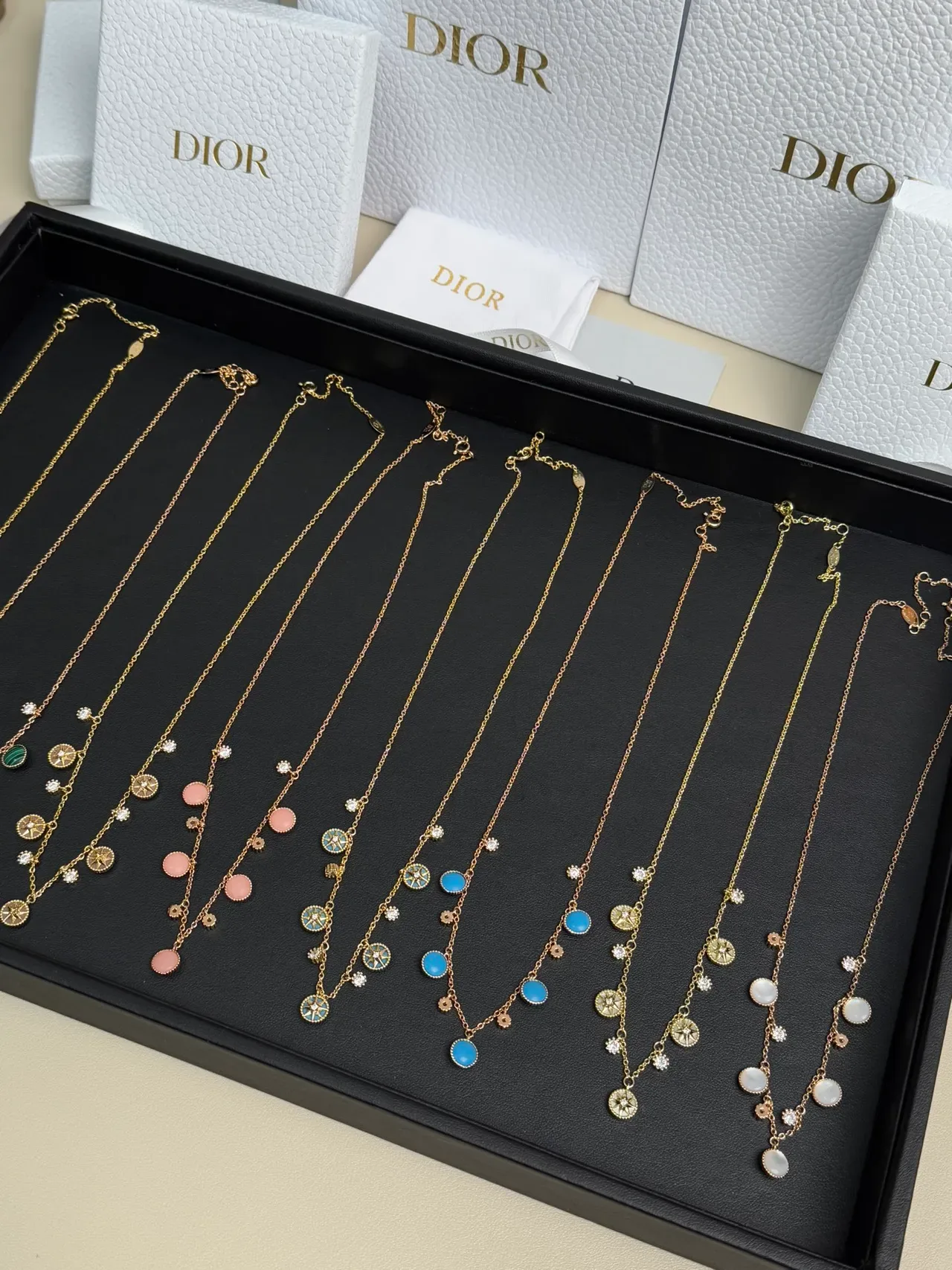 Dior Rose des Vents Multi-Pendant Crystal and Enamel Necklace 2