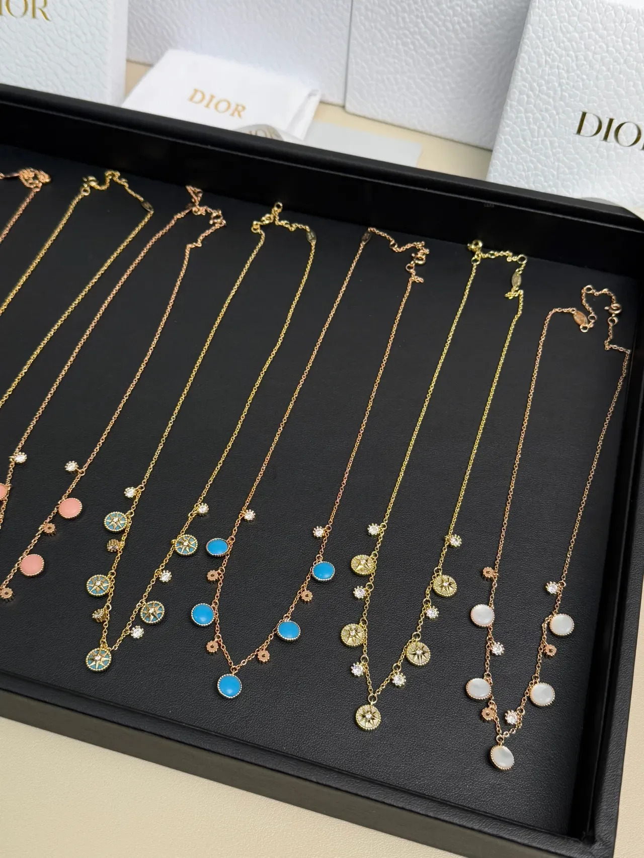 Dior Rose des Vents Multi-Pendant Crystal and Enamel Necklace 3