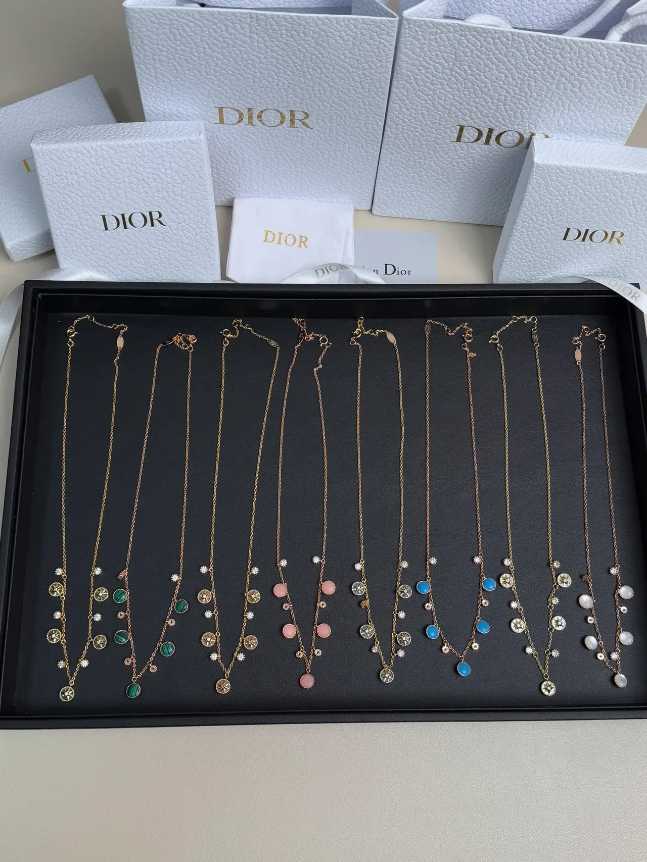 Dior Rose des Vents Multi-Pendant Crystal and Enamel Necklace 5