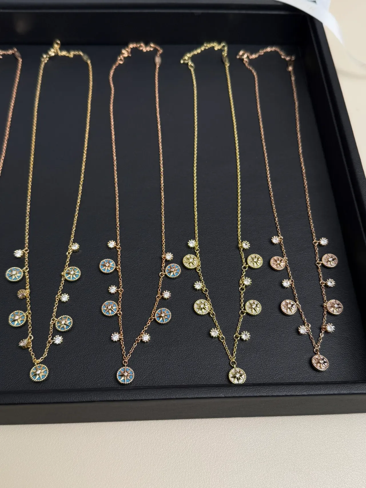 Dior Rose des Vents Multi-Pendant Crystal and Enamel Necklace 6