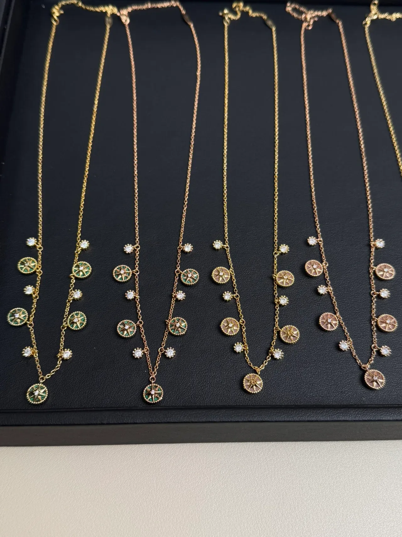 Dior Rose des Vents Multi-Pendant Crystal and Enamel Necklace 7