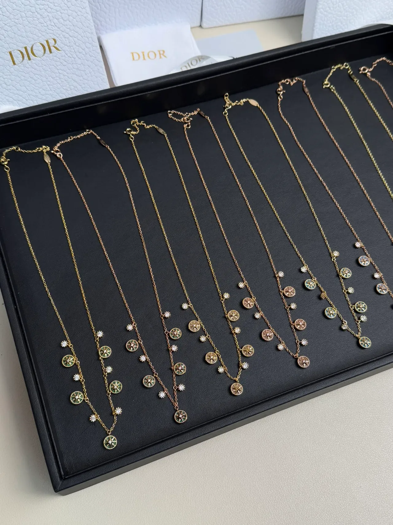 Dior Rose des Vents Multi-Pendant Crystal and Enamel Necklace 9