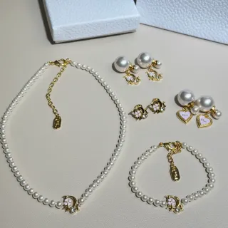 عقد ديور ذهب أبيض لؤلؤ سلسلة D-Charm