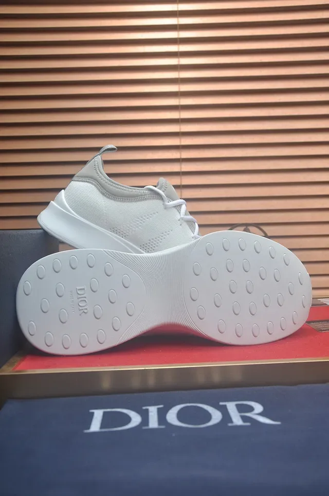 Dior White Gray Knit Upper Engineered Mesh Lifestyle Sneakers 7