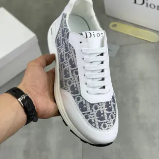 Dior Blancs Et Gris Monogrammés Textile Cuir Overlay Lifestyle Sneakers