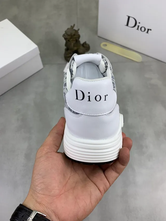 Dior Blancs Et Gris Monogrammés Textile Cuir Overlay Lifestyle Sneakers 3