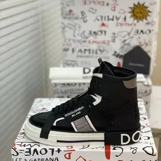 Dolce & Gabbana কালো সাদা হাই-টপ অসমমিত স্ট্র্যাপ লাইফস্টাইল স্নিকার্স