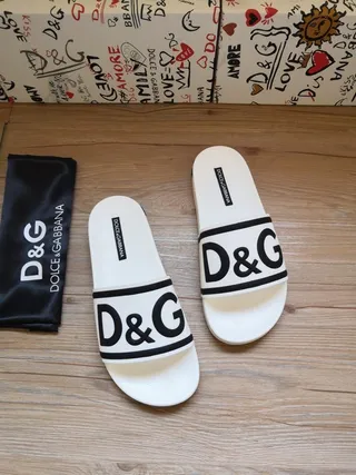 Dolce & Gabbana D&G شعار حزام نعالي أبيض 5