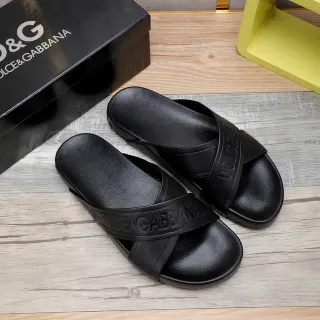 Dolce & Gabbana logo embossé cross-strap pantoufles noires