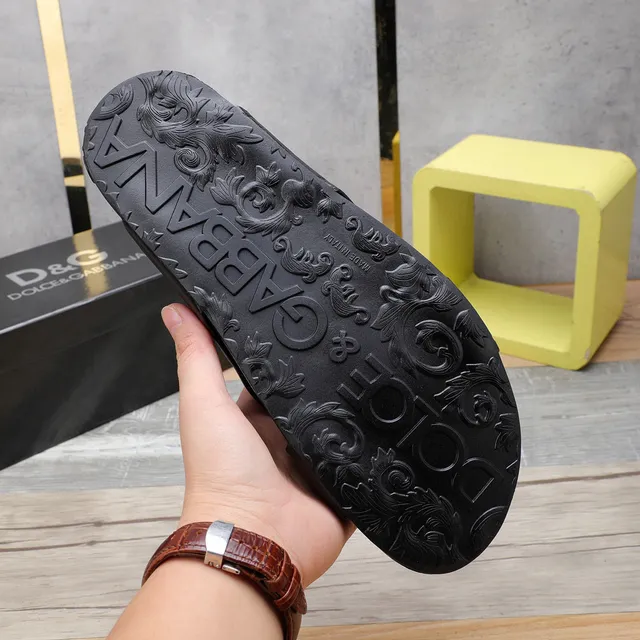 Dolce & Gabbana Embossed Logo Cross-Strap Black Slippers 2