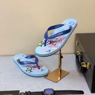 Dolce & Gabbana Impression graphique Bleu clair et bleu marine Chaussons