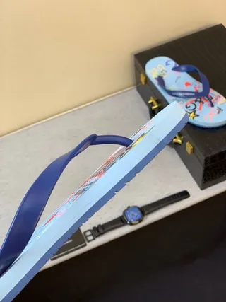 Dolce & Gabbana Impresión gráfica Azul claro y navy Pantuflas 7