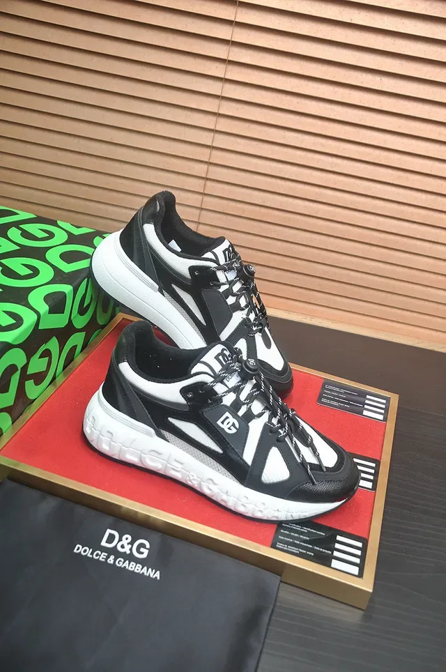 Dolce & Gabbana Portofino Noir Blanc Silhouette chunky superposition mesh et synthétique sneakers lifestyle 6