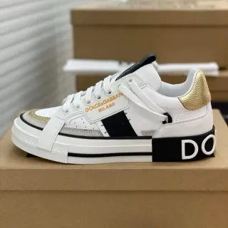 Dolce & Gabbana White Gold বাঁধা ওভারলে অসমমিত প্যানেলিং লাইফস্টাইল স্নিকার