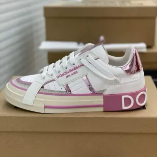 Dolce & Gabbana Branco e rosa couro superior sola de plataforma sneakers lifestyle